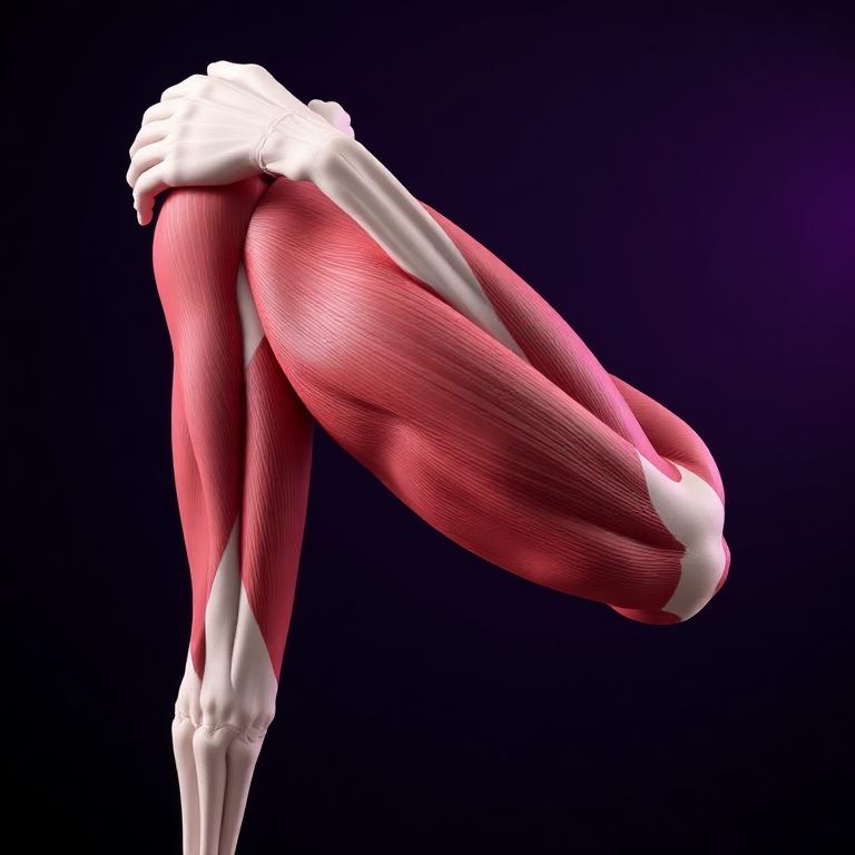 Anatomy illustration of the triceps muscle fibers
