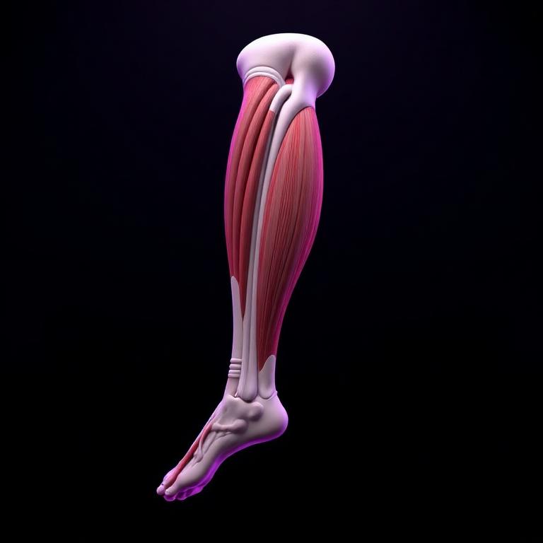 Anatomy illustration of the calf muscle fibers