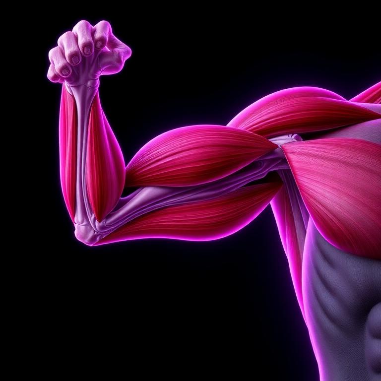 Anatomy illustration of the biceps muscle fibers