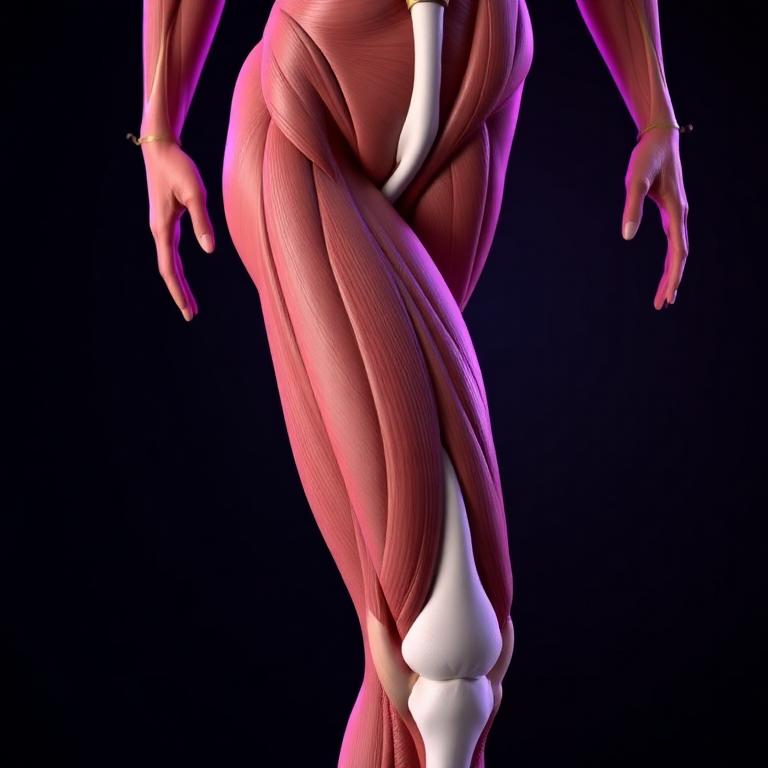 Anatomy illustration of the quadriceps muscle fibers