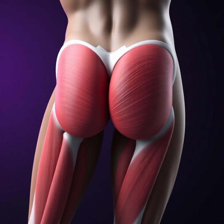 Anatomy illustration of the gluteal muscle fibers