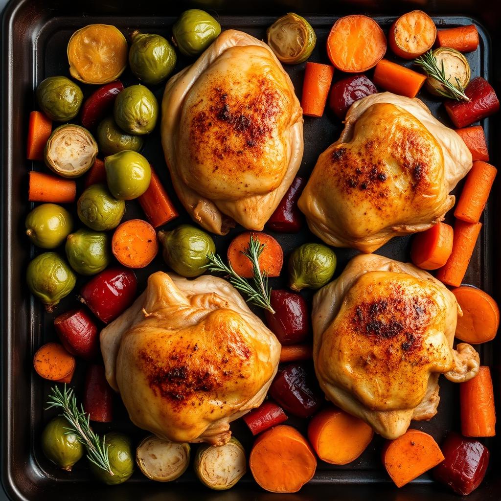 Sheet-pan chicken and vegetables