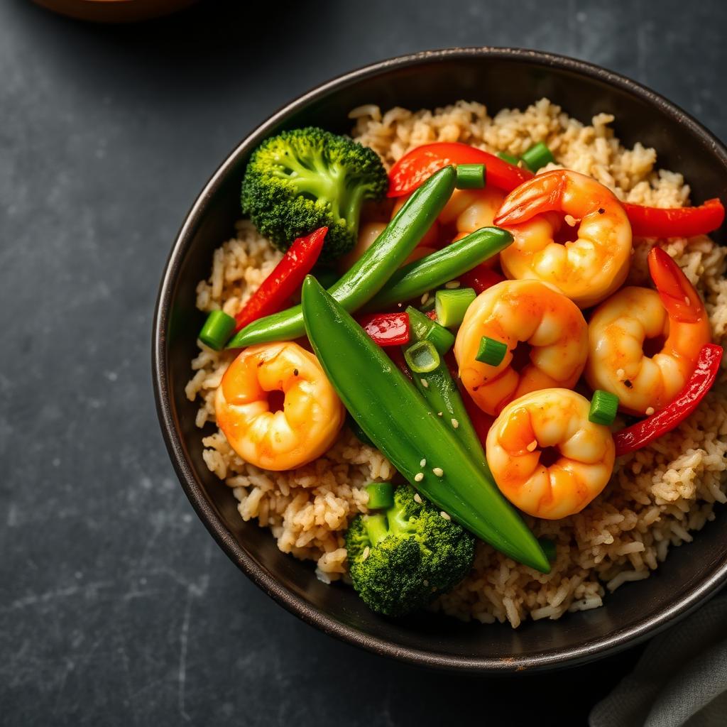 Shrimp stir-fry with vegetables
